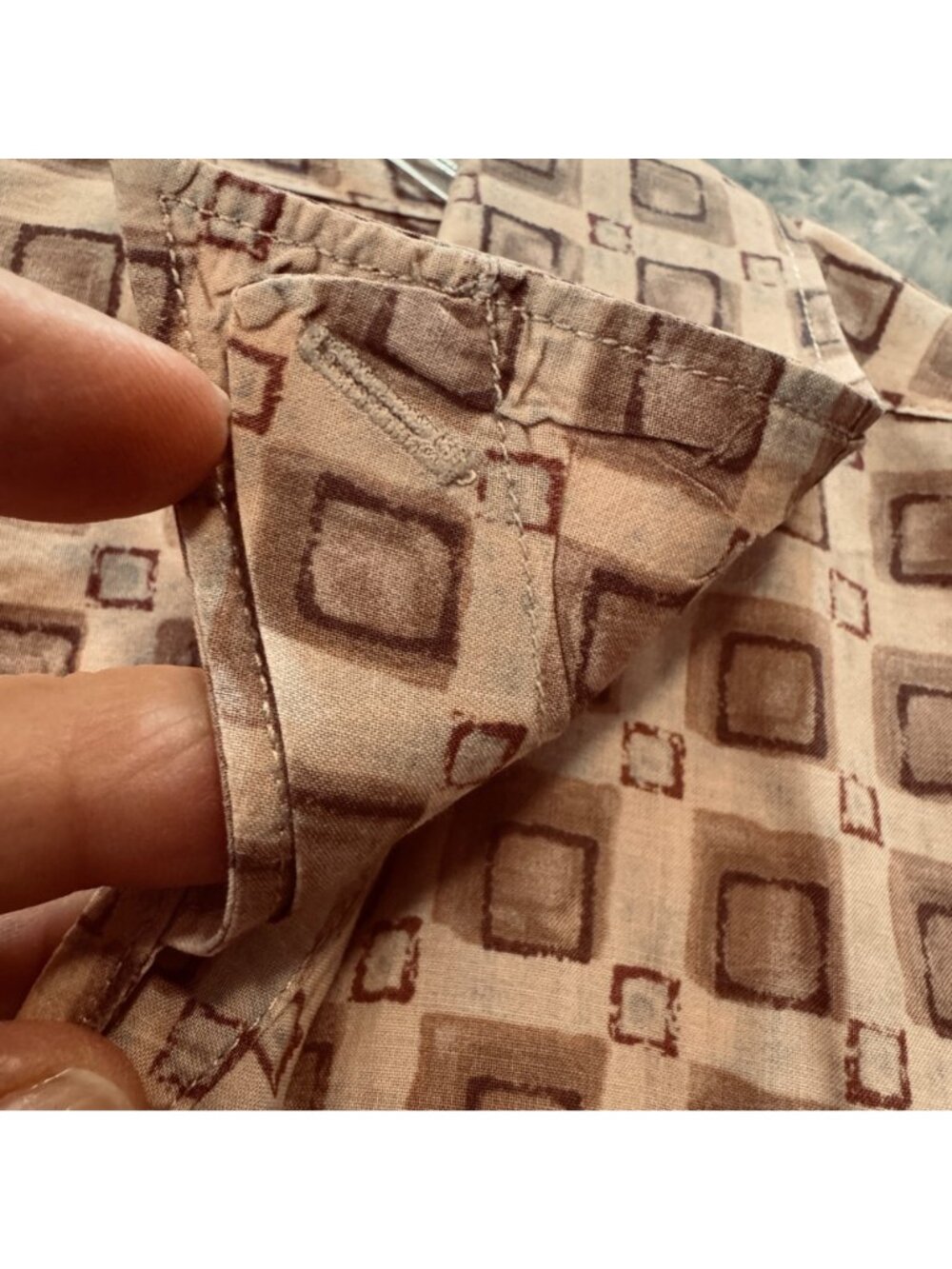 Vintage Burma Bibas 60s Single Lawn Retro XL Shirt SS Geometric Cotton Hong Kong - Picture 7 of 9